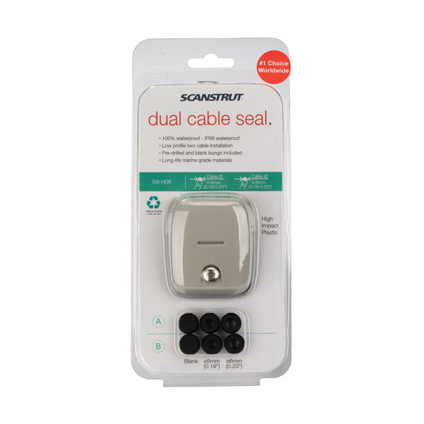 DS Scanstrut horizontal double cable gland in grey or black