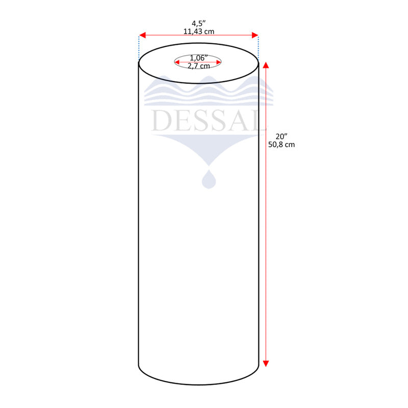 Filtre polyester plissé Big Blue 4 1/2 x 20". 5 microns. Réf. 305026HB20-5