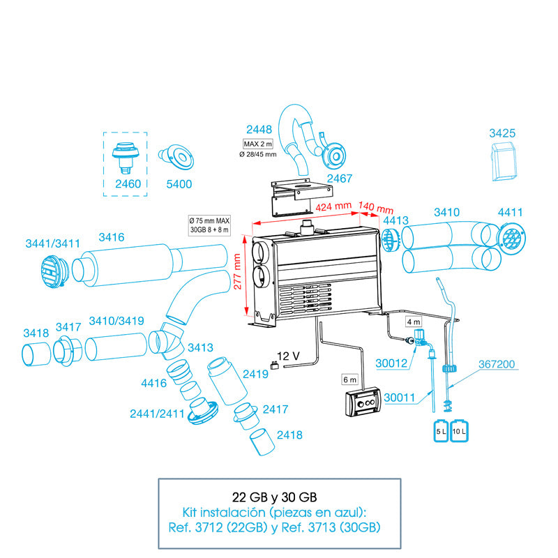 Chauffage diesel Wallas série GB pour bateaux et camping-cars